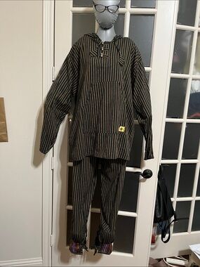 Katmandu Cotton Baja Hoodie w/Pocket & Harem Pants with Patterned Cuffs